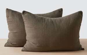 The Citizenry Organic Cotton Gauze Standard Sham Set  Olive